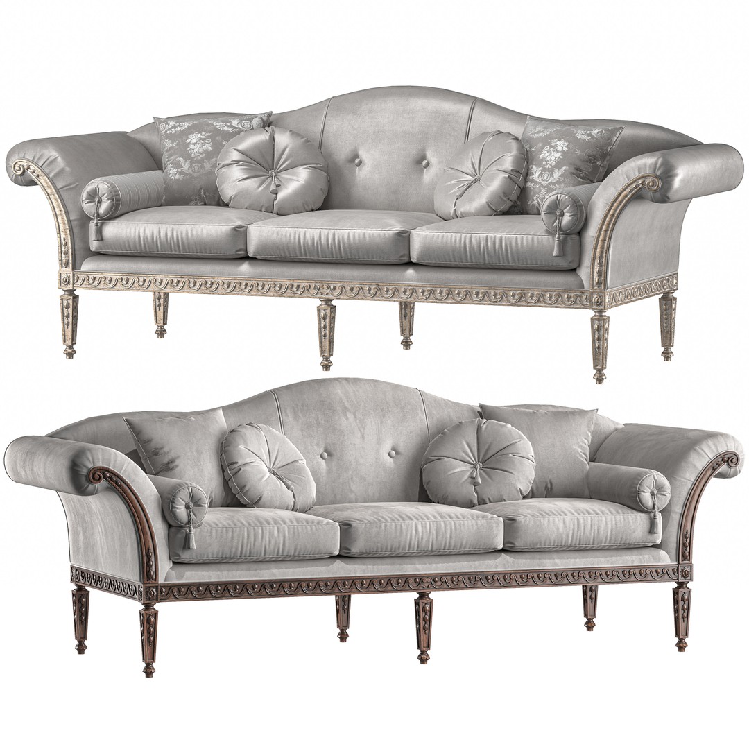 Juliettes Interiors Italian Sofa 3D Model – Classical Rococo Design, FBX - View 3