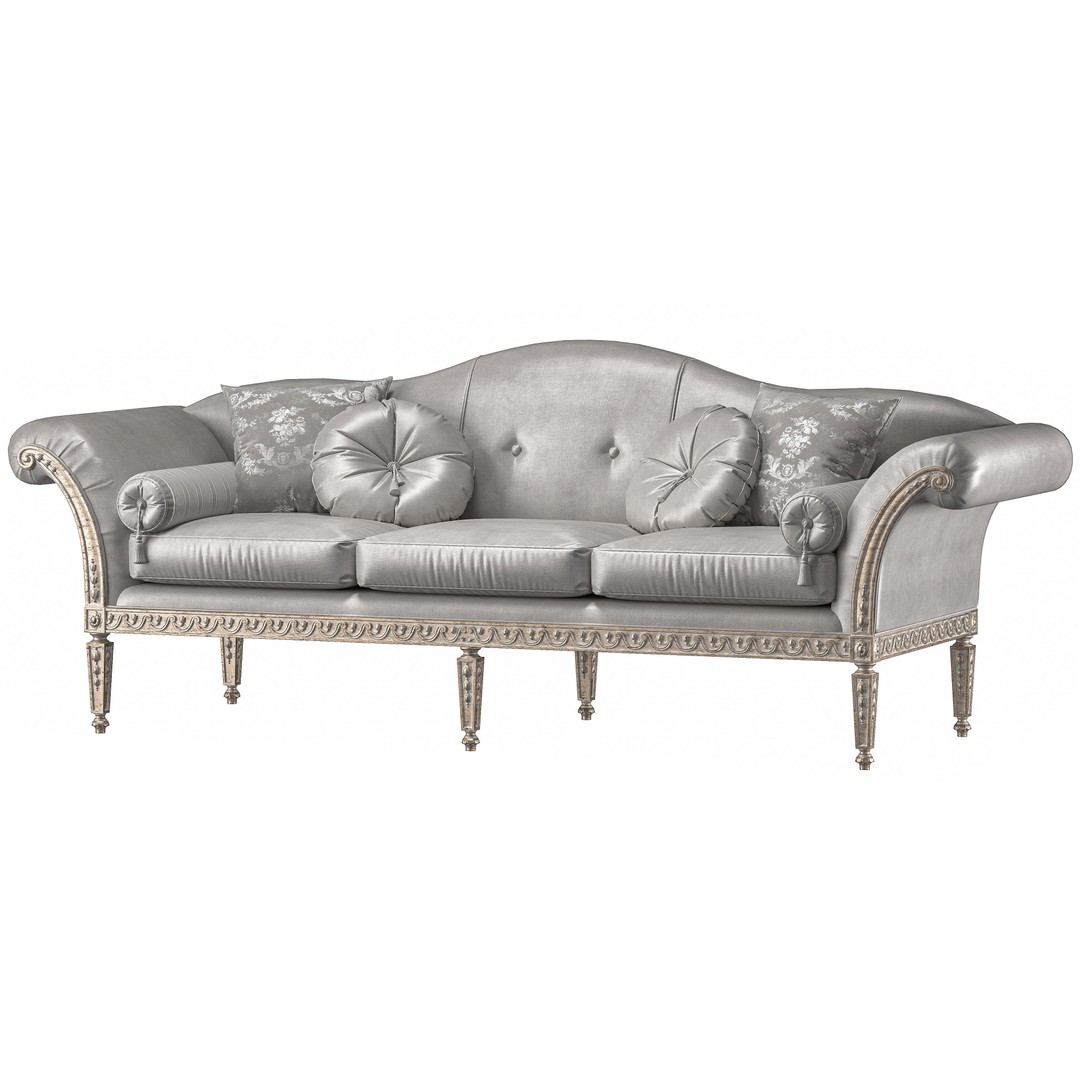 Juliettes Interiors Italian Sofa 3D Model – Classical Rococo Design, FBX - View 5