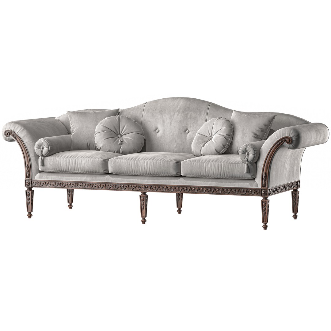Juliettes Interiors Italian Sofa 3D Model – Classical Rococo Design, FBX - View 6