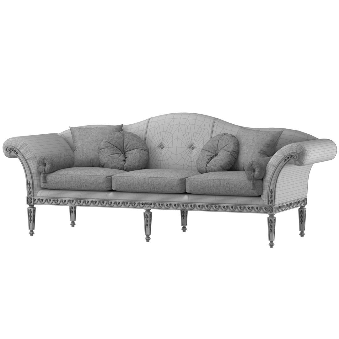 Juliettes Interiors Italian Sofa 3D Model – Classical Rococo Design, FBX - View 7