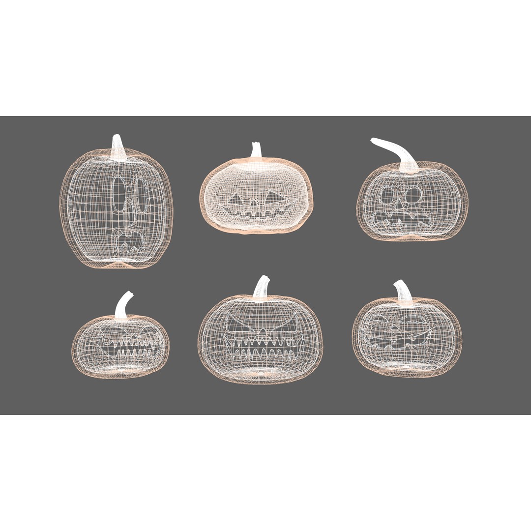 Halloween Pumpkin Pack 3D Model – Low Poly Game Asset, FBX