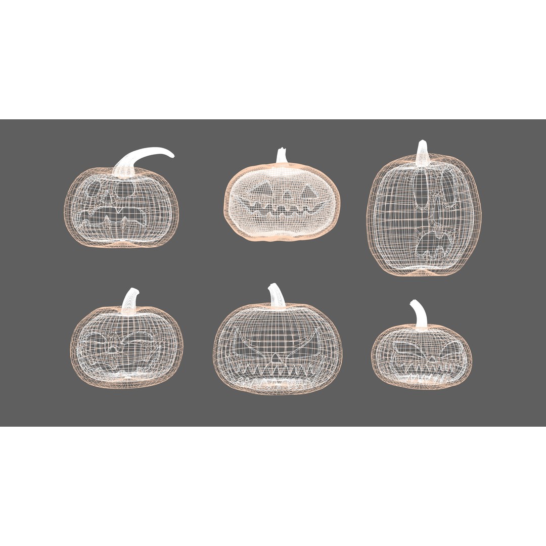 Halloween Pumpkin Pack 3D Model – Low Poly Game Asset, FBX - View 19