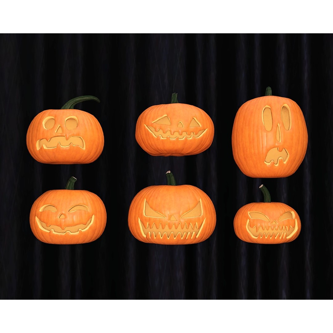 Halloween Pumpkin Pack 3D Model – Low Poly Game Asset, FBX - View 4
