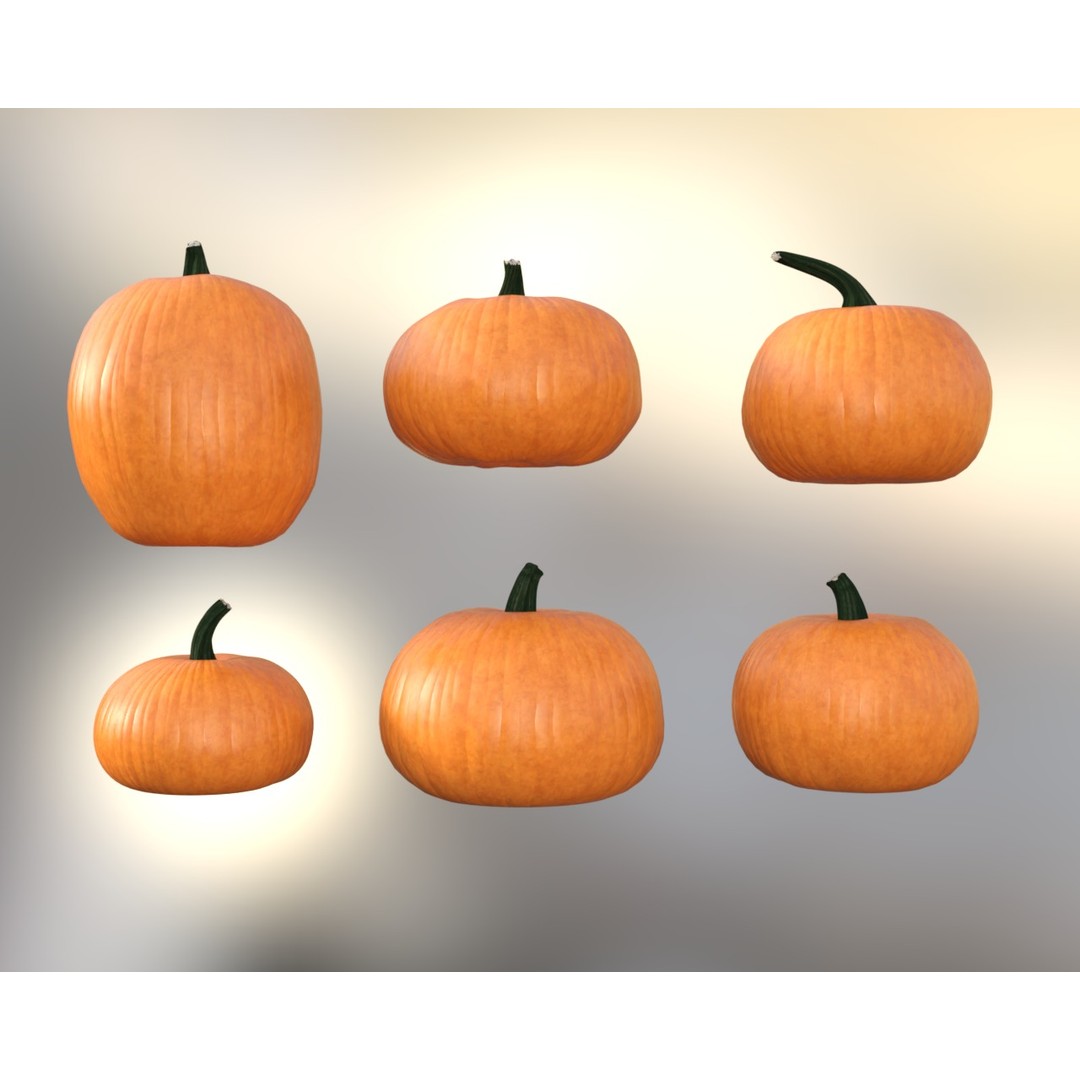 Halloween Pumpkin Pack 3D Model – Low Poly Game Asset, FBX - View 5