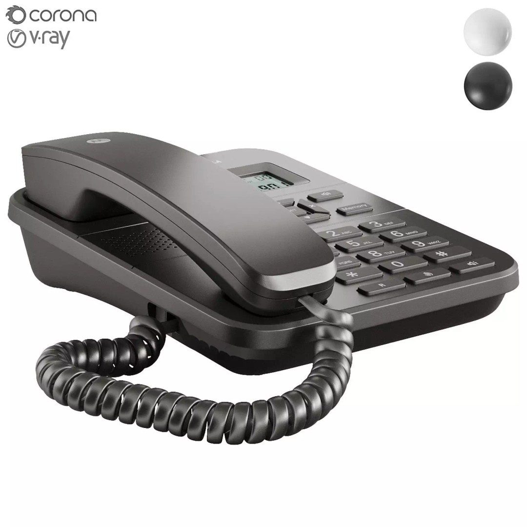 Motorola Corded Telephone 3D Model – Realistic PBR Asset, FBX, OBJ - View 2