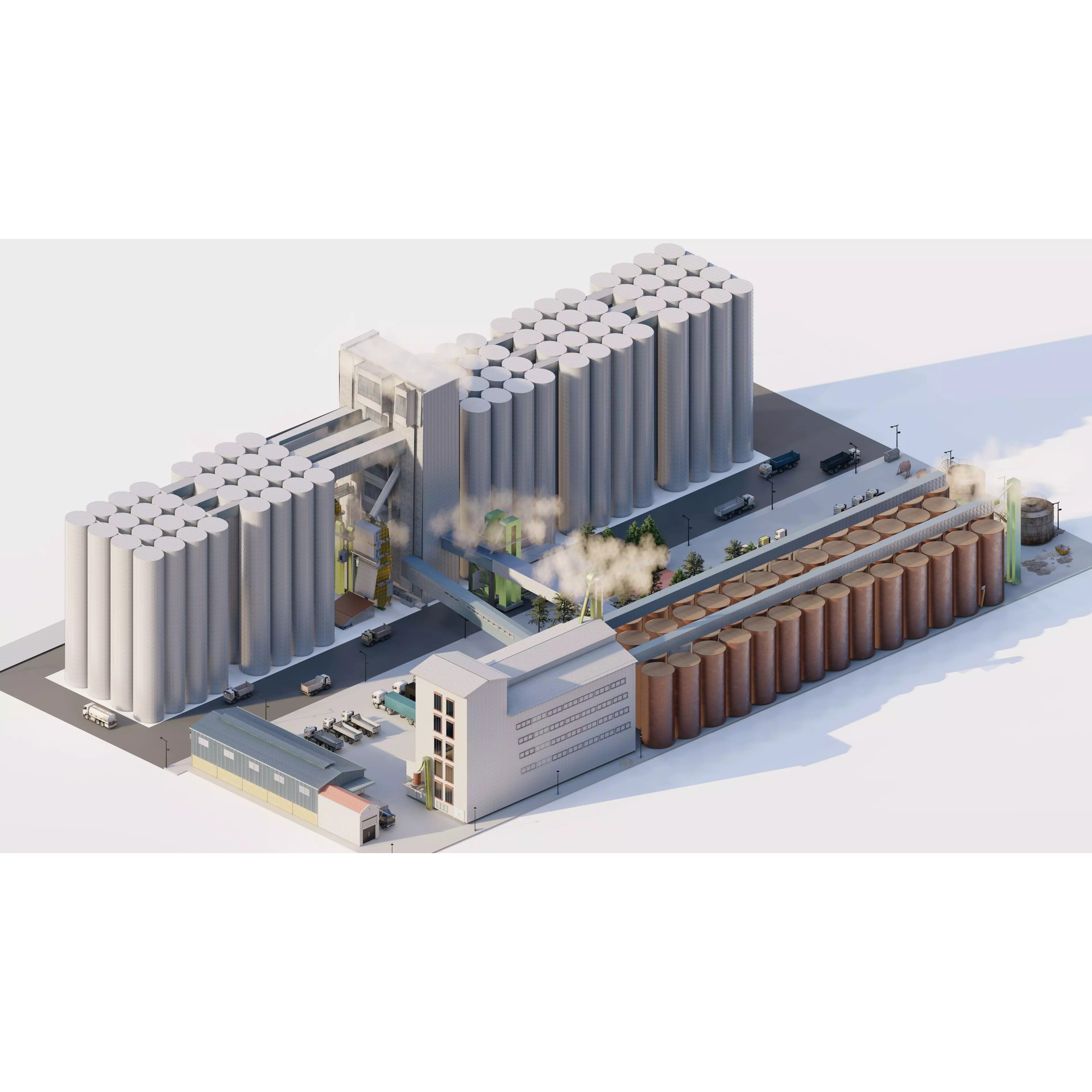 Industrial Factory Silo - Low-Poly Game-Ready 3D Model - View 3
