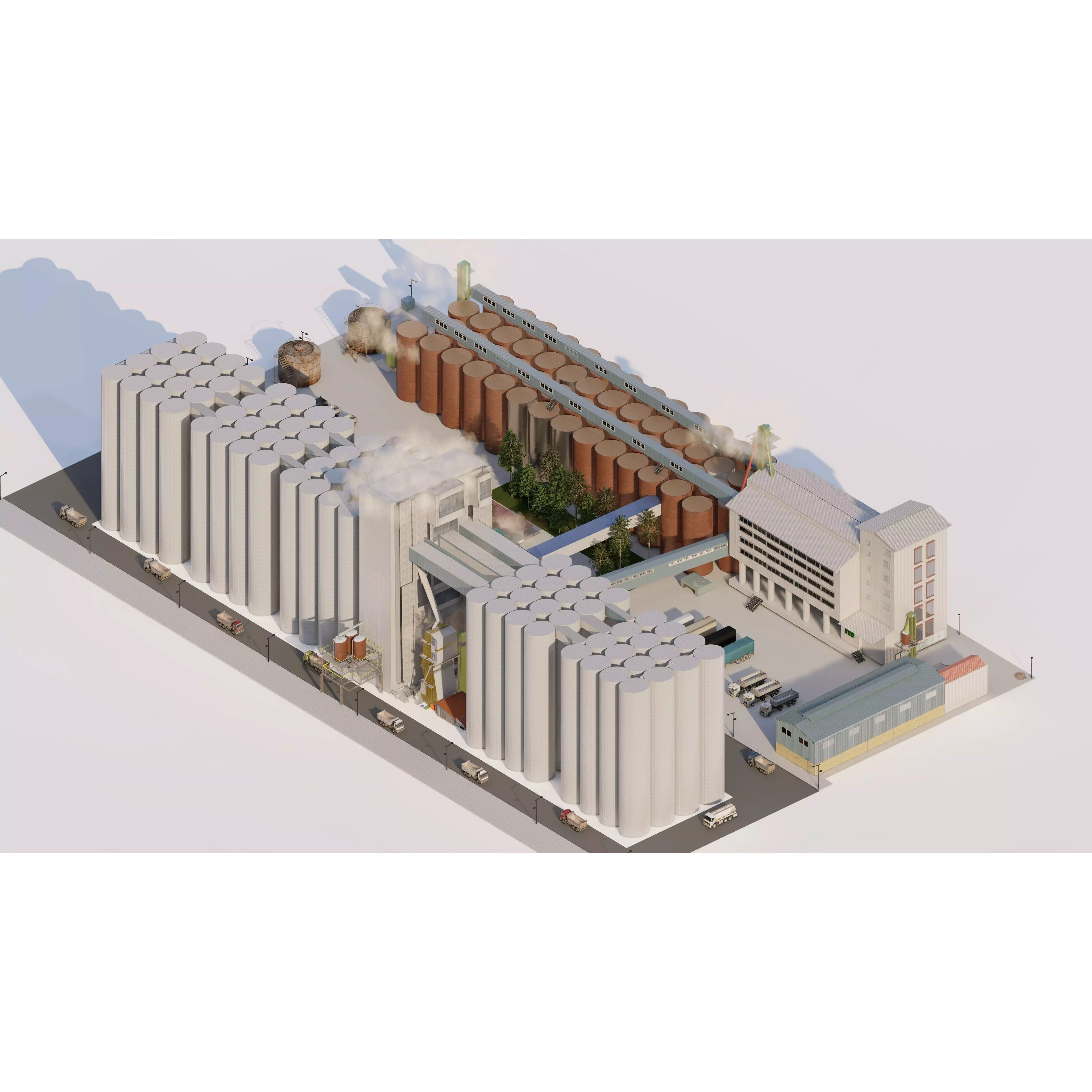 Industrial Factory Silo - Low-Poly Game-Ready 3D Model - View 4