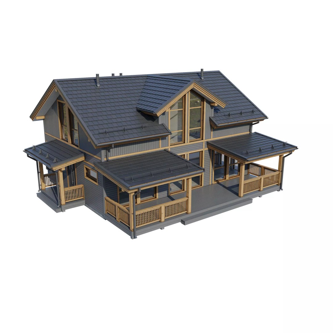 Alpine House 3D Model – Realistic Mansion with PBR Textures, FBX