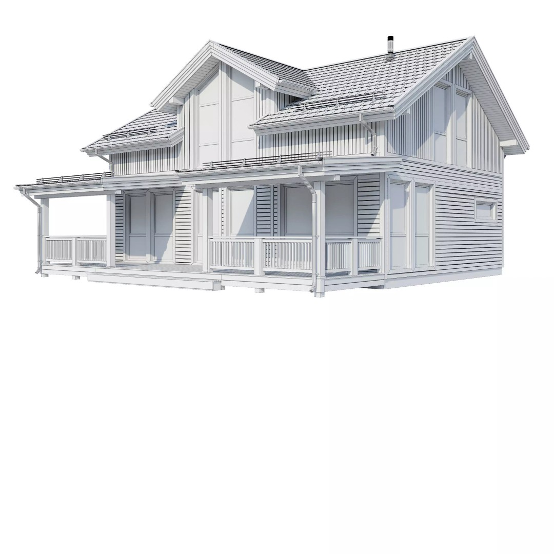 Alpine House 3D Model – Realistic Mansion with PBR Textures, FBX - View 10