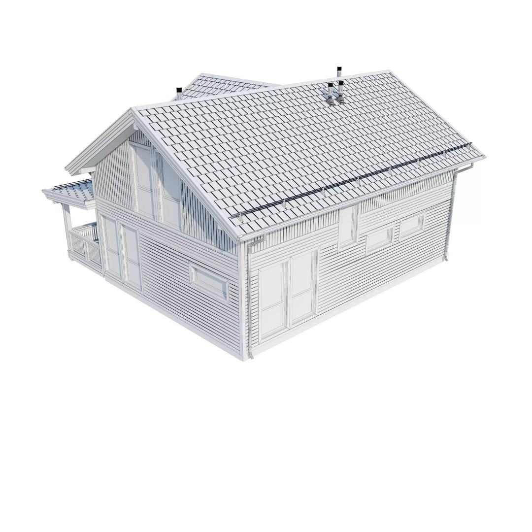 Alpine House 3D Model – Realistic Mansion with PBR Textures, FBX - View 17