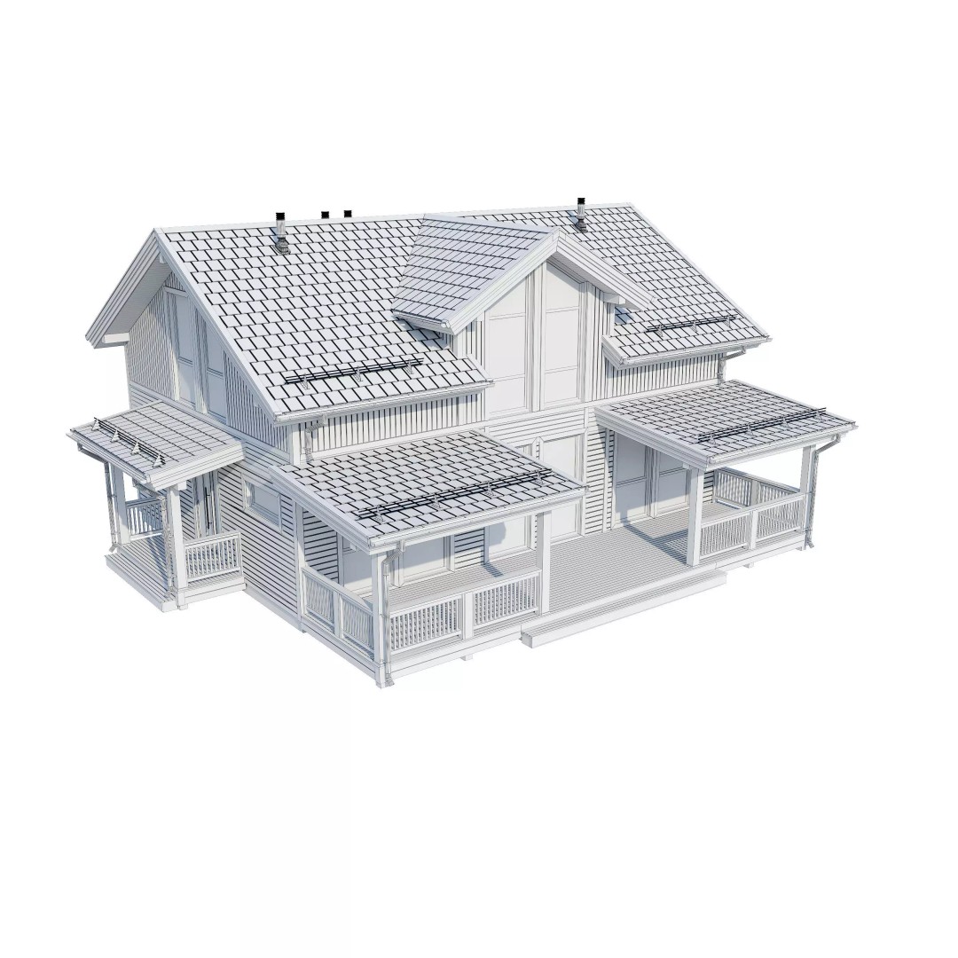 Alpine House 3D Model – Realistic Mansion with PBR Textures, FBX - View 18