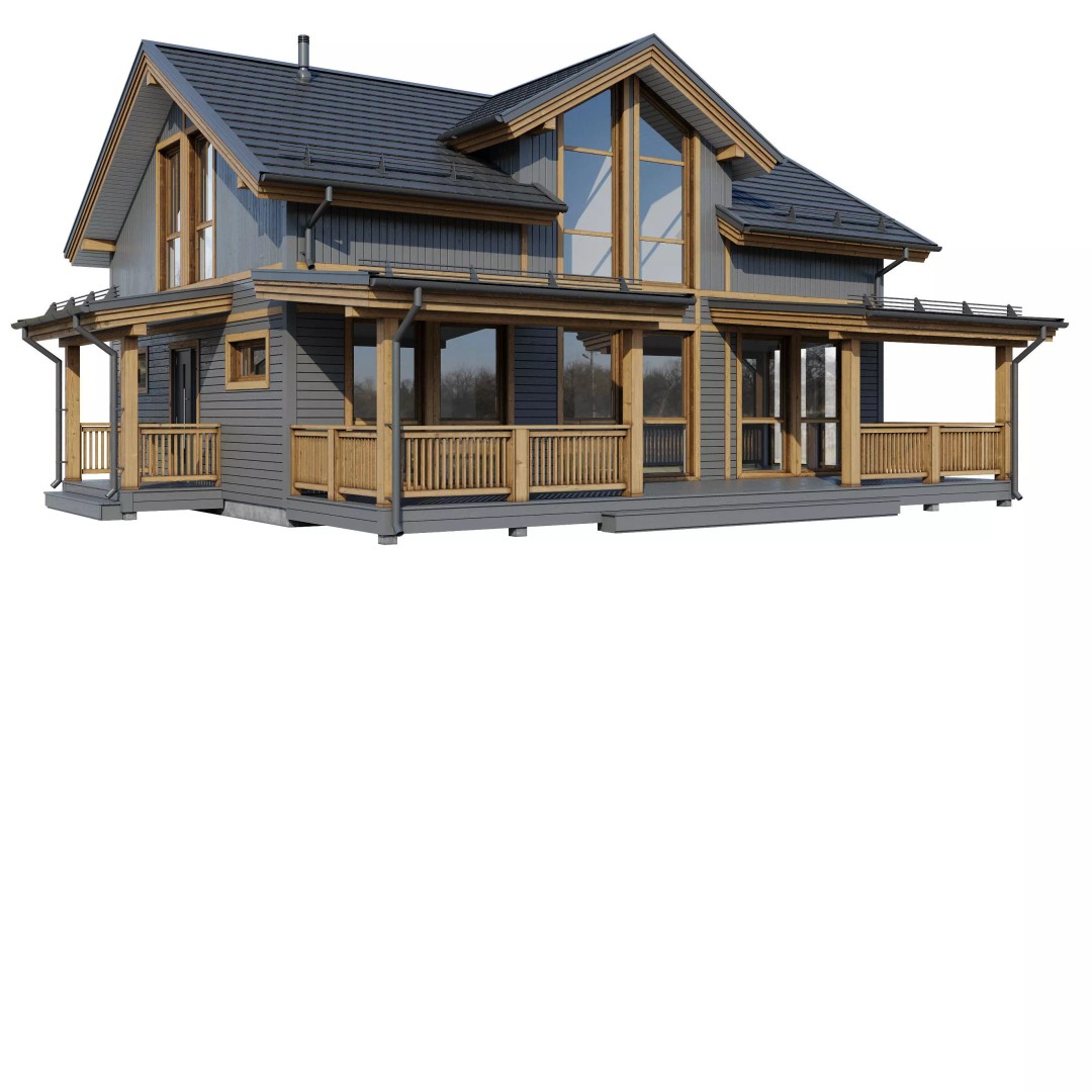 Alpine House 3D Model – Realistic Mansion with PBR Textures, FBX - View 19