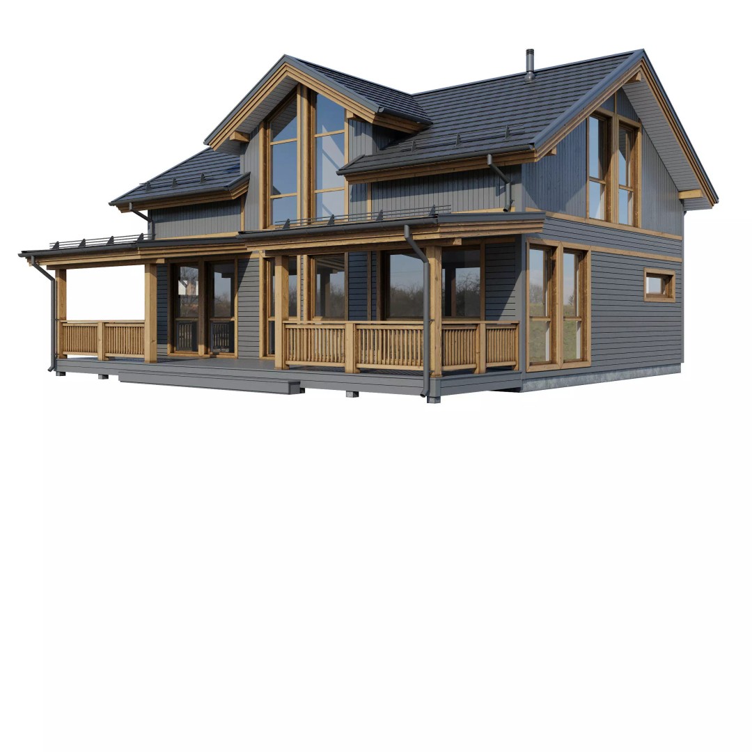 Alpine House 3D Model – Realistic Mansion with PBR Textures, FBX - View 20
