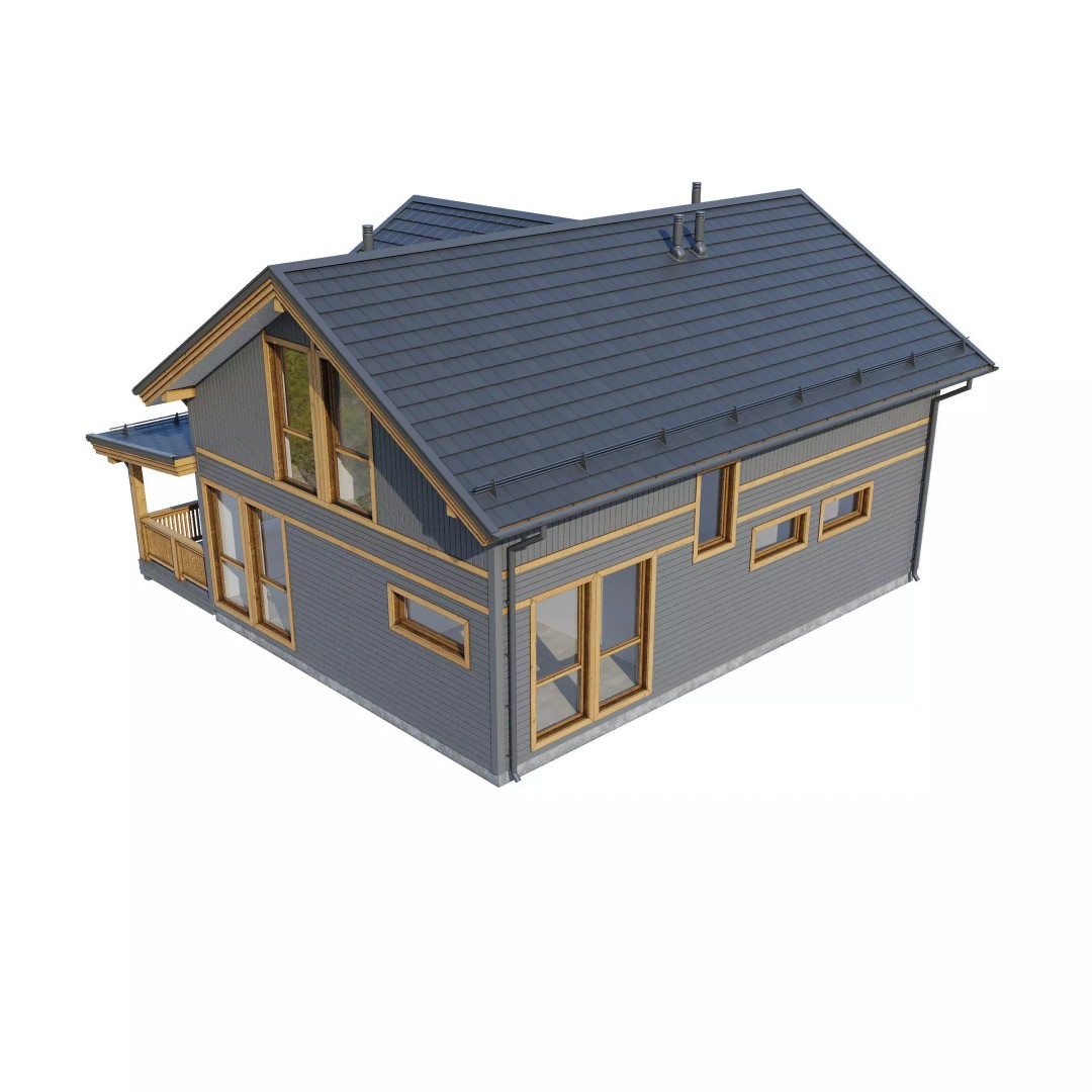 Alpine House 3D Model – Realistic Mansion with PBR Textures, FBX - View 6