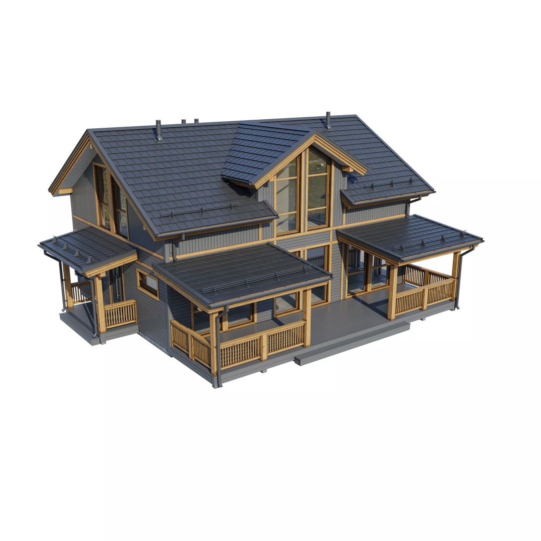 Alpine House 3D Model – Realistic Mansion with PBR Textures, FBX - View 7