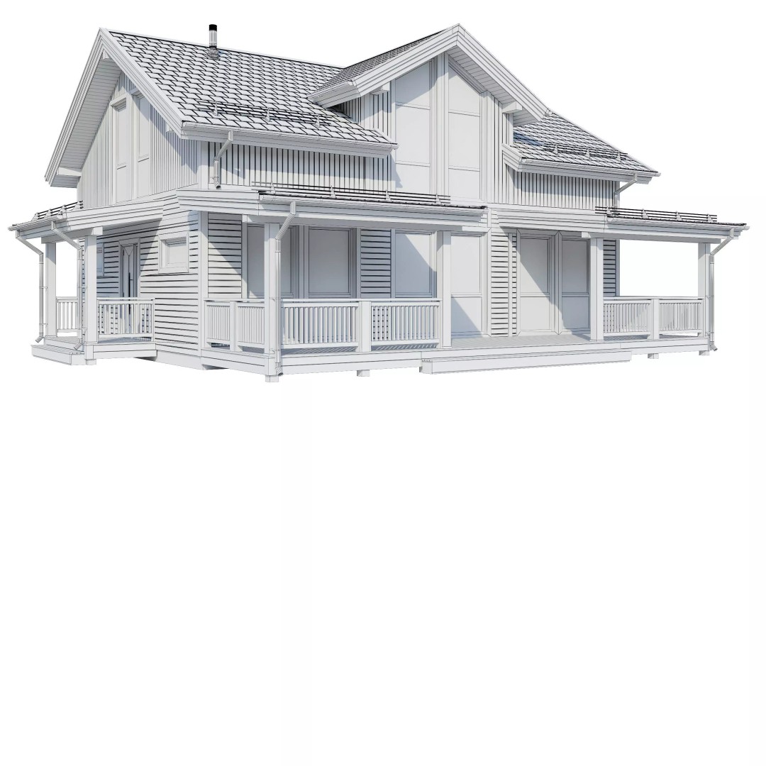 Alpine House 3D Model – Realistic Mansion with PBR Textures, FBX - View 9