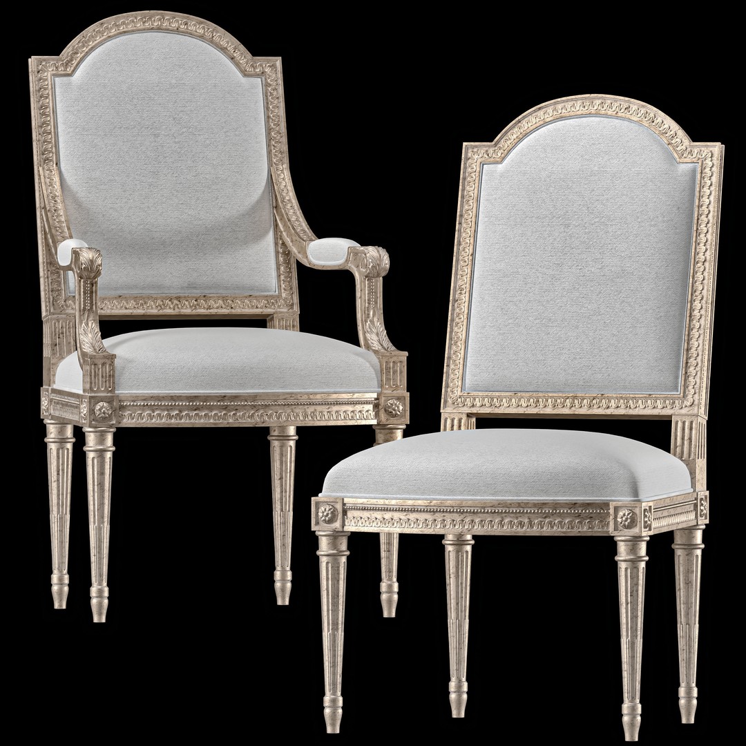 Ebanista Colette Chairs 3D Model – Classic Furniture Set, FBX - View 10