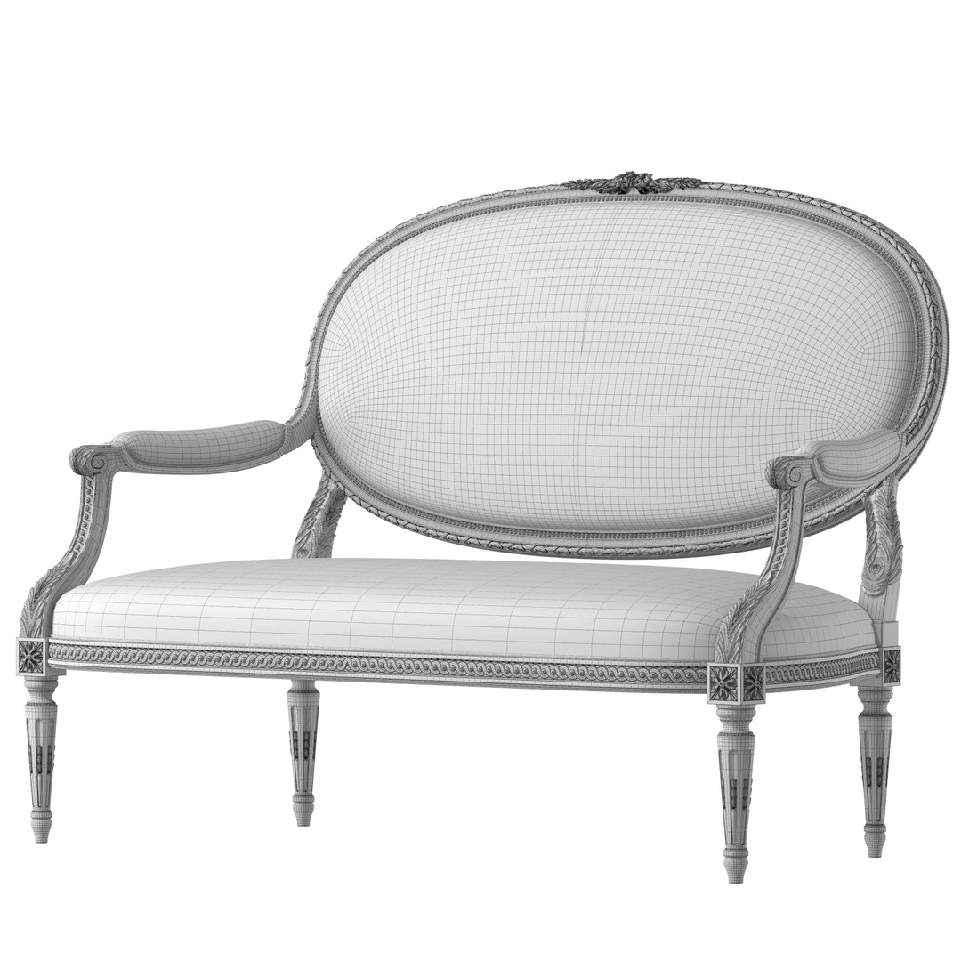 Chairish Louis Sofa 3D Model – Classical Rococo Furniture, FBX - View 5