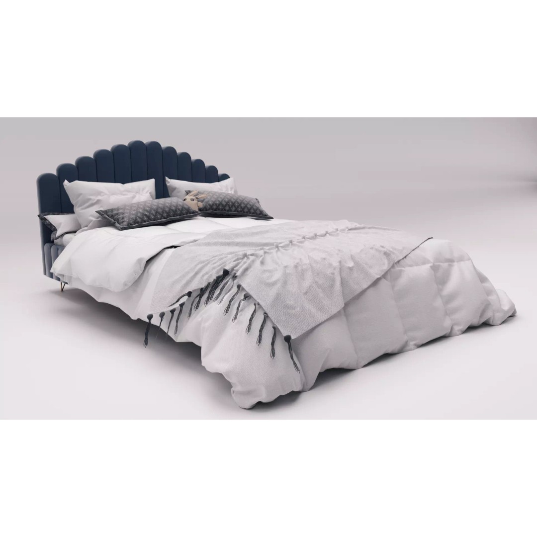 Double Bed 3D Model – Scandinavian Bedroom Furniture, FBX, OBJ - View 2