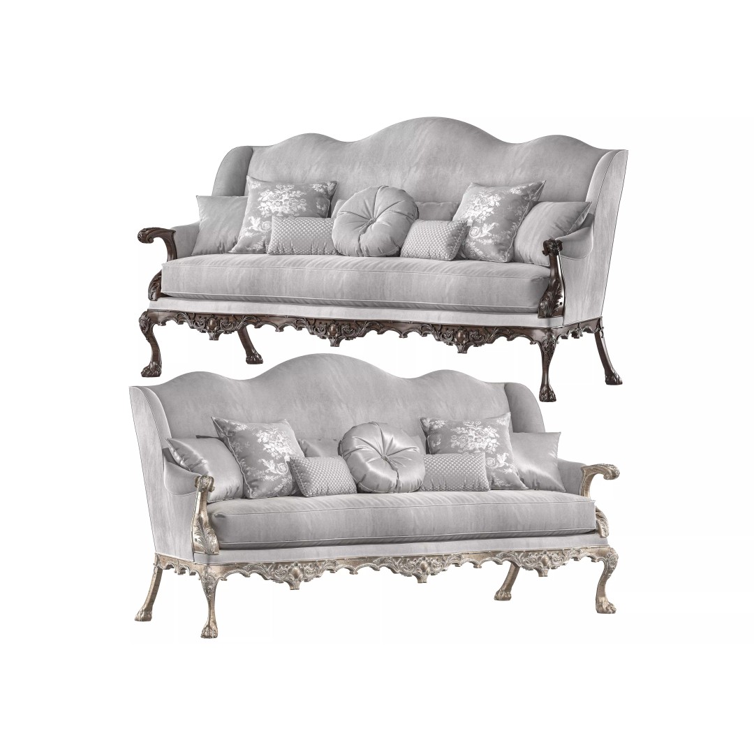 Benjamin Randolph French Sofa 3D Model – Classic Rococo Design, FBX - View 2