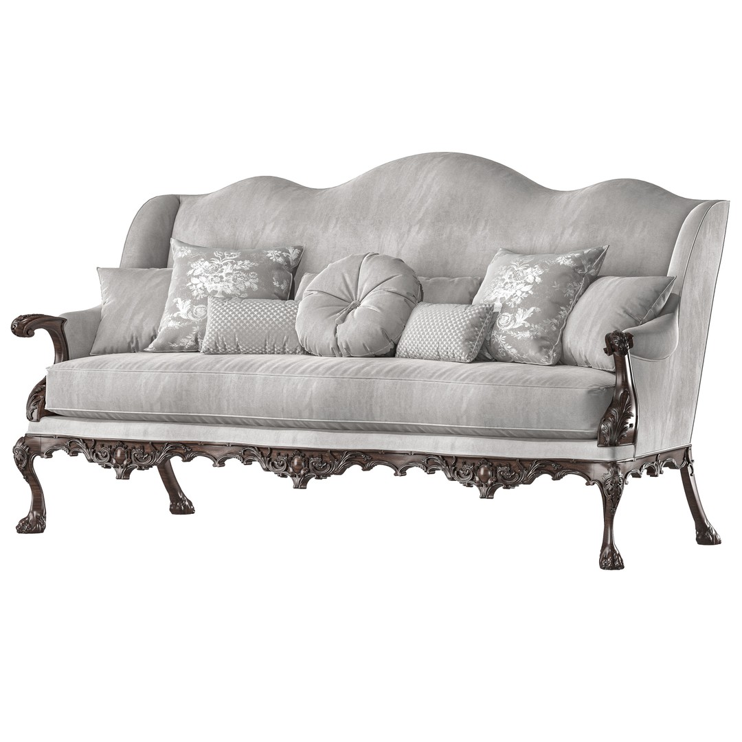Benjamin Randolph French Sofa 3D Model – Classic Rococo Design, FBX - View 4