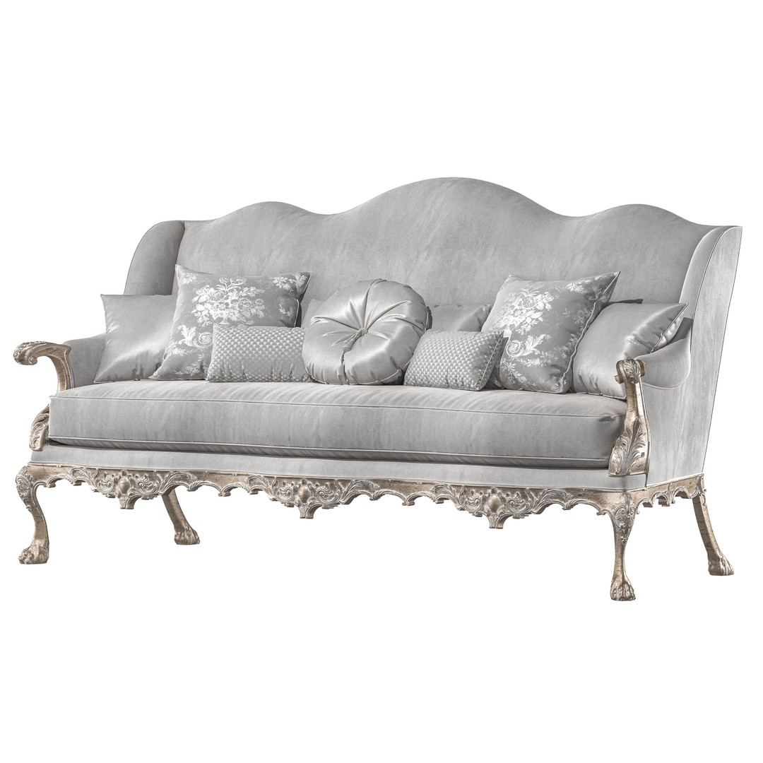 Benjamin Randolph French Sofa 3D Model – Classic Rococo Design, FBX - View 5