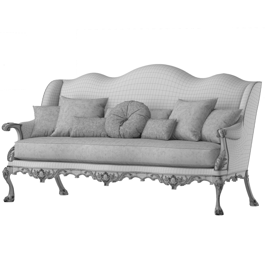 Benjamin Randolph French Sofa 3D Model – Classic Rococo Design, FBX - View 6
