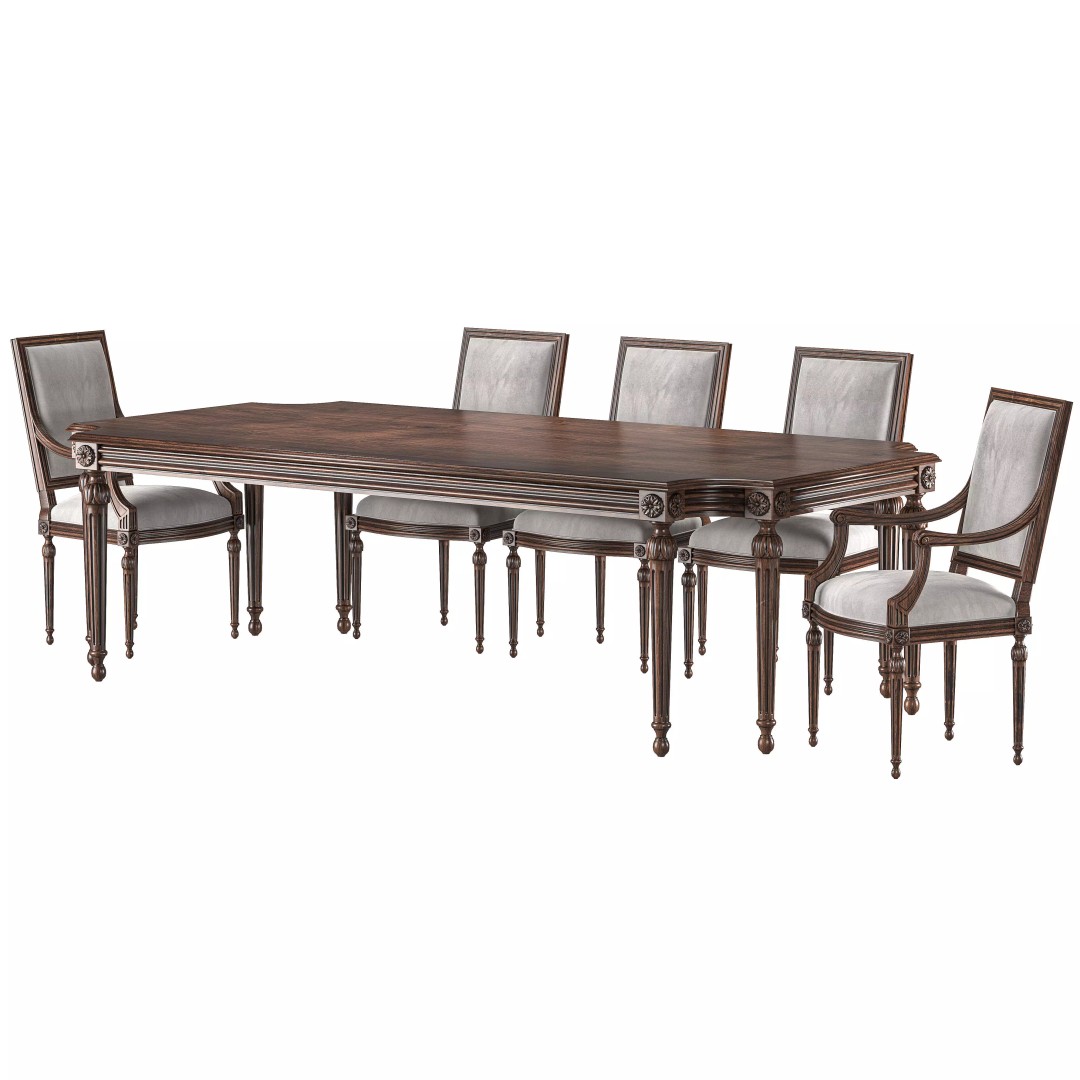 Ebanista Baladin Table and Chair 3D Model – Classical Furniture Asset, FBX - View 2