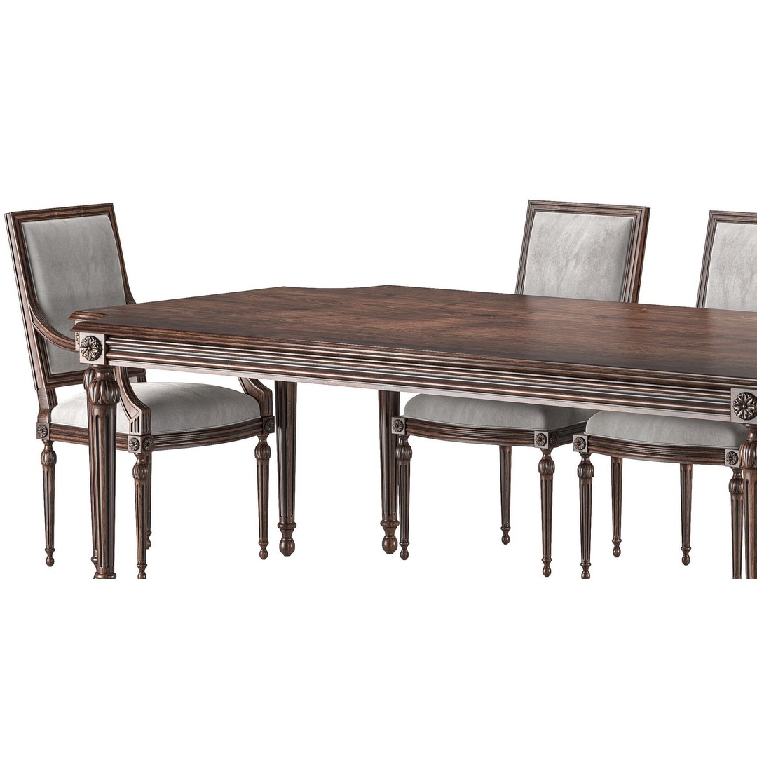 Ebanista Baladin Table and Chair 3D Model – Classical Furniture Asset, FBX - View 7