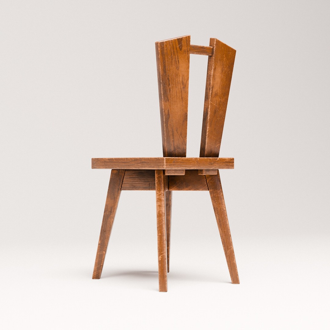 Dining Chair 3D Model – Mid-Century Modern Design, PBR Textures - View 7
