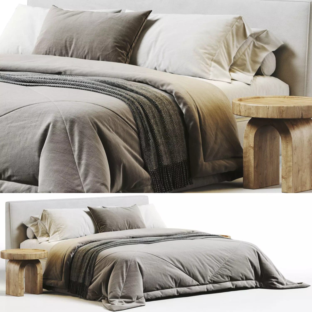 Flexteam Ray Bed 3D Model – Modern Double Bed, V-Ray + Corona - View 2