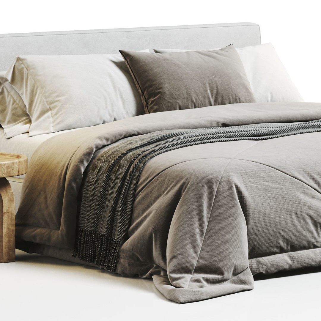 Flexteam Ray Bed 3D Model – Modern Double Bed, V-Ray + Corona - View 3