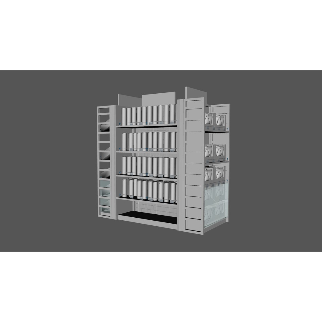 Supermarket Shelves 3D Model – Low Poly PBR Game Asset, OBJ, FBX - View 10