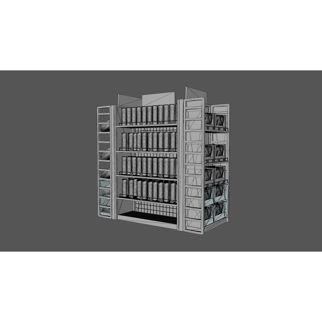 Supermarket Shelves 3D Model – Low Poly PBR Game Asset, OBJ, FBX - View 11