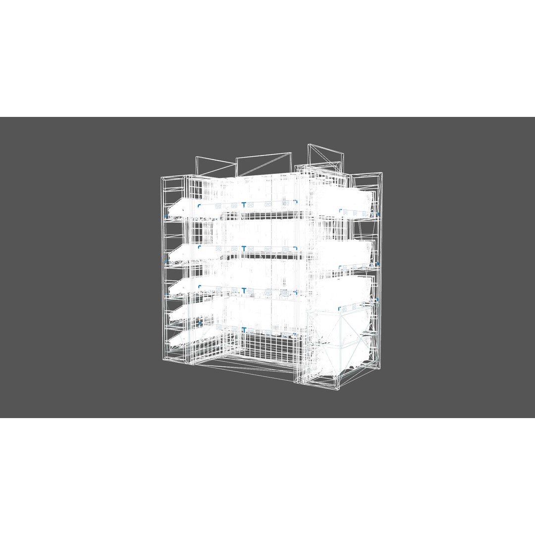 Supermarket Shelves 3D Model – Low Poly PBR Game Asset, OBJ, FBX - View 12