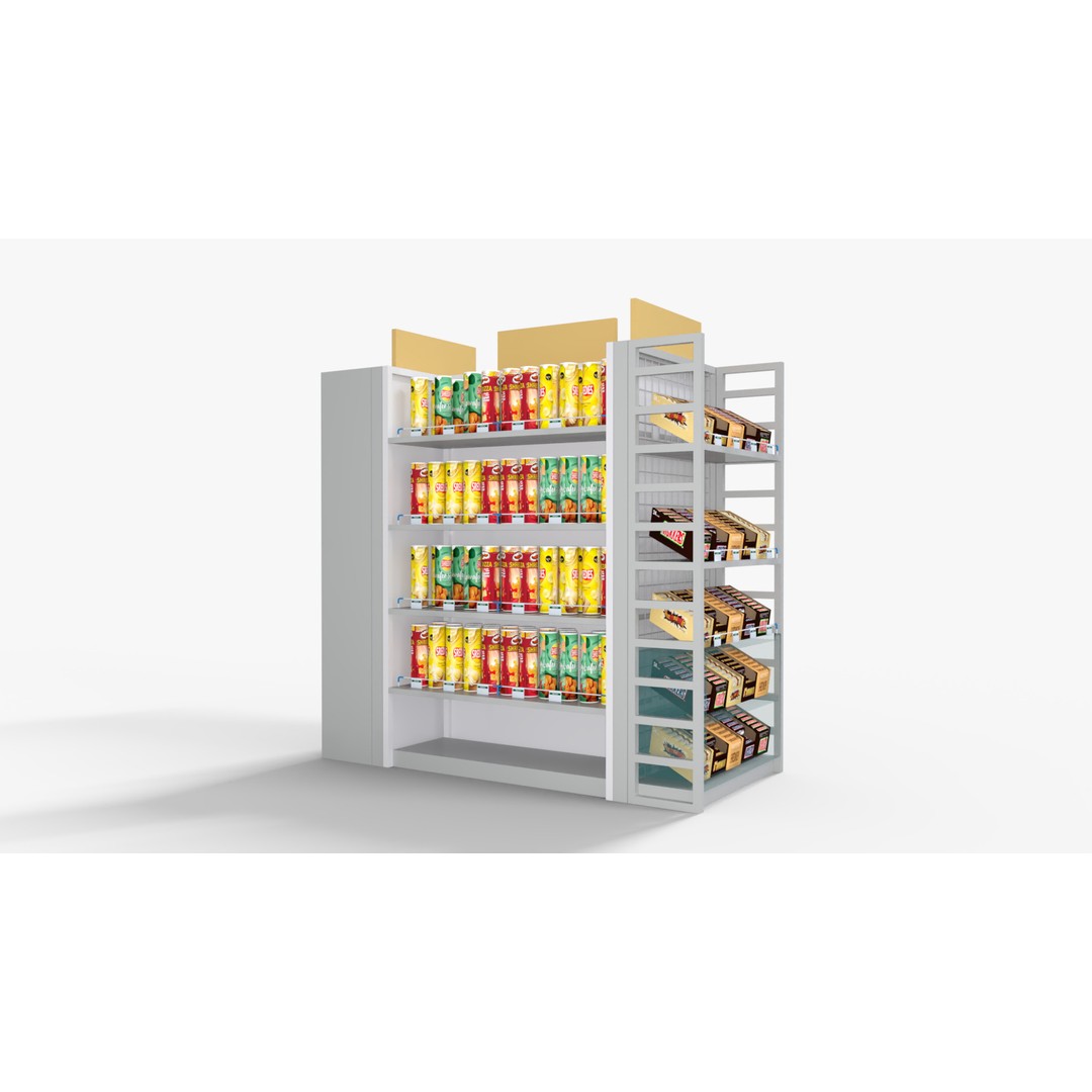 Supermarket Shelves 3D Model – Low Poly PBR Game Asset, OBJ, FBX - View 4