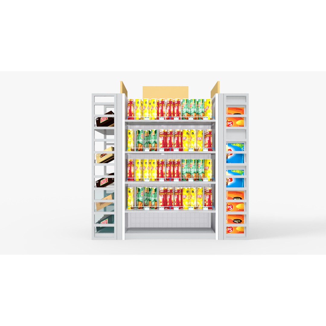 Supermarket Shelves 3D Model – Low Poly PBR Game Asset, OBJ, FBX - View 6