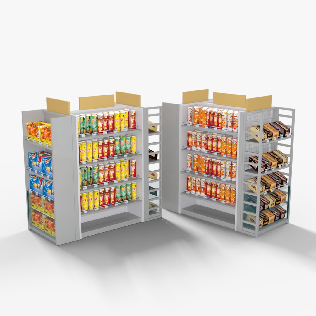 Supermarket Shelves 3D Model – Low Poly PBR Game Asset, OBJ, FBX - View 8
