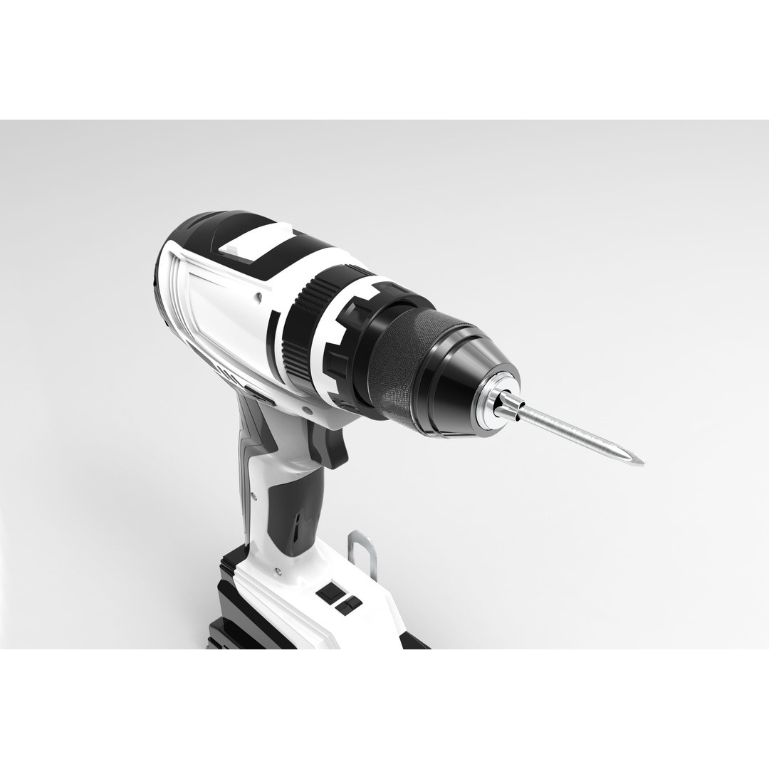 Cordless Power Drill 3D Model – High Poly Industrial Tool, FBX, OBJ - View 12