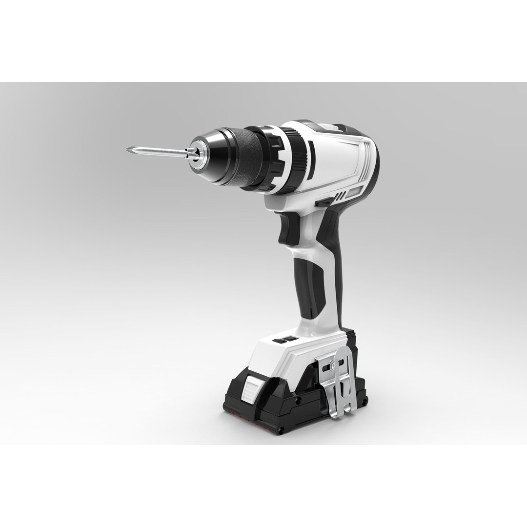Cordless Power Drill 3D Model – High Poly Industrial Tool, FBX, OBJ - View 15