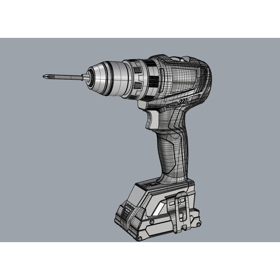 Cordless Power Drill 3D Model – High Poly Industrial Tool, FBX, OBJ - View 16
