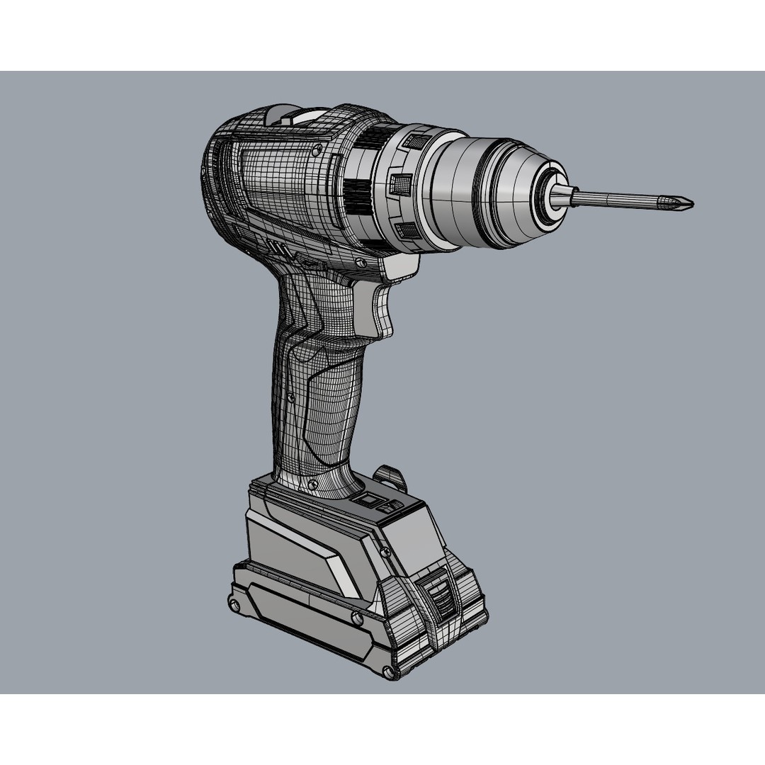 Cordless Power Drill 3D Model – High Poly Industrial Tool, FBX, OBJ - View 17
