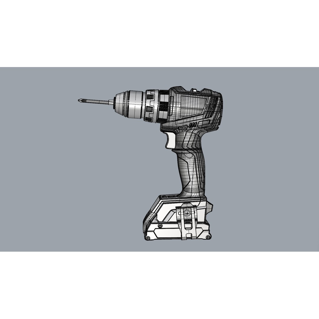 Cordless Power Drill 3D Model – High Poly Industrial Tool, FBX, OBJ - View 20