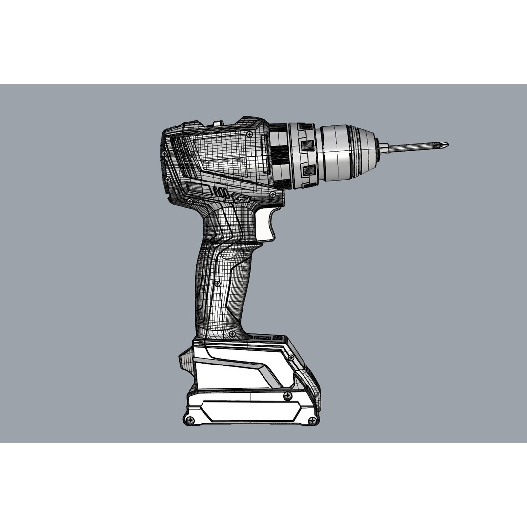 Cordless Power Drill 3D Model – High Poly Industrial Tool, FBX, OBJ - View 22