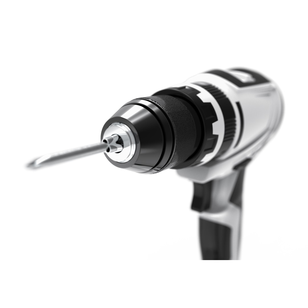 Cordless Power Drill 3D Model – High Poly Industrial Tool, FBX, OBJ - View 3