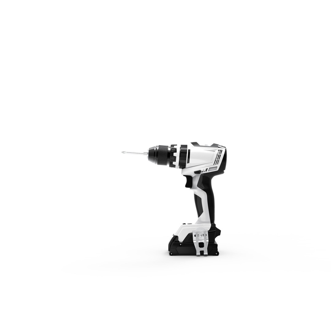 Cordless Power Drill 3D Model – High Poly Industrial Tool, FBX, OBJ - View 4