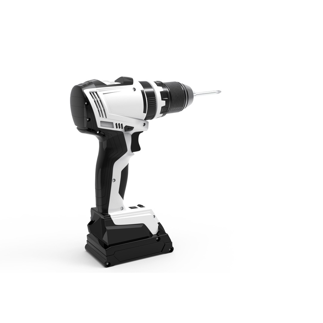 Cordless Power Drill 3D Model – High Poly Industrial Tool, FBX, OBJ - View 6