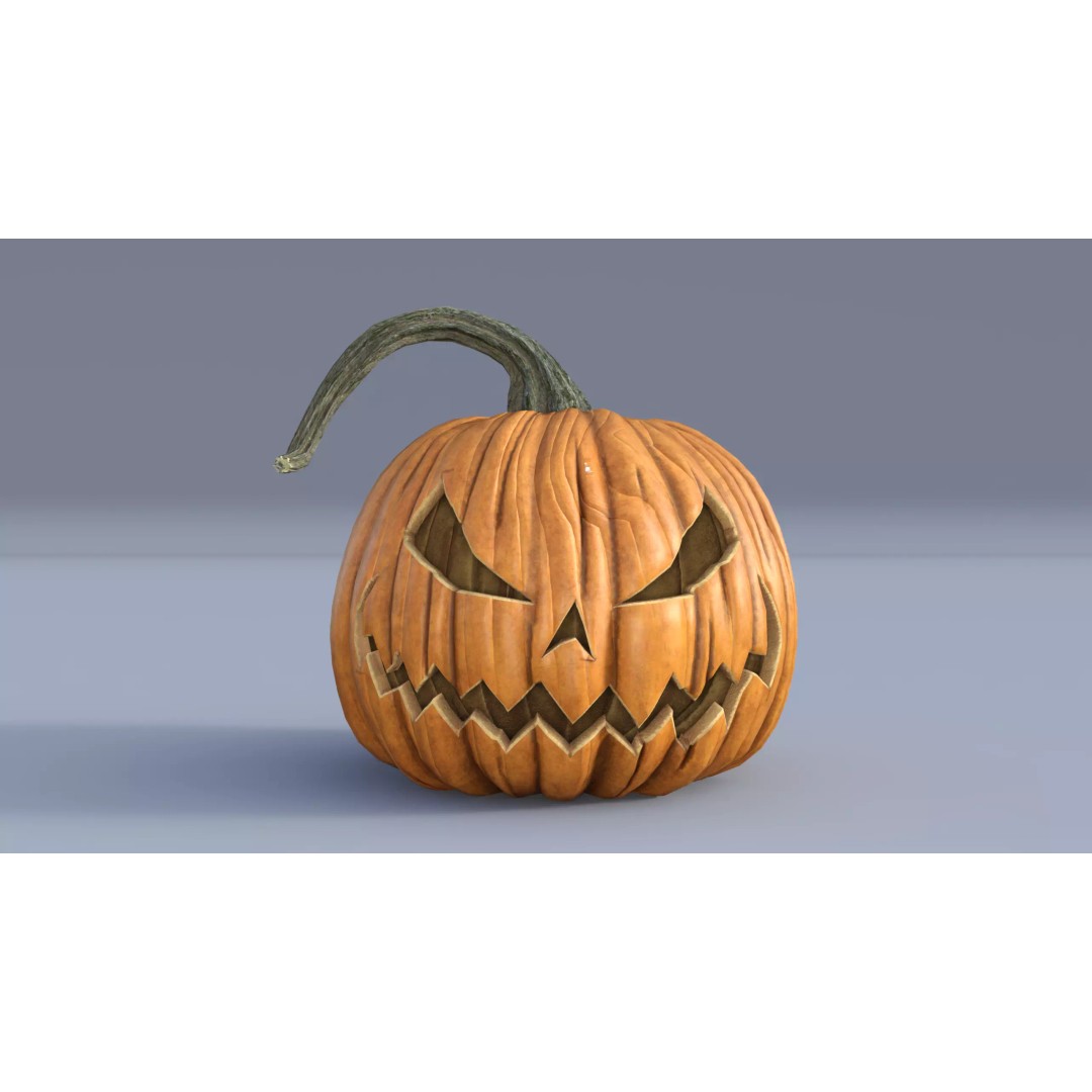 Halloween Pumpkin 3D Model – Realistic Low-Poly Game Asset, FBX - View 2