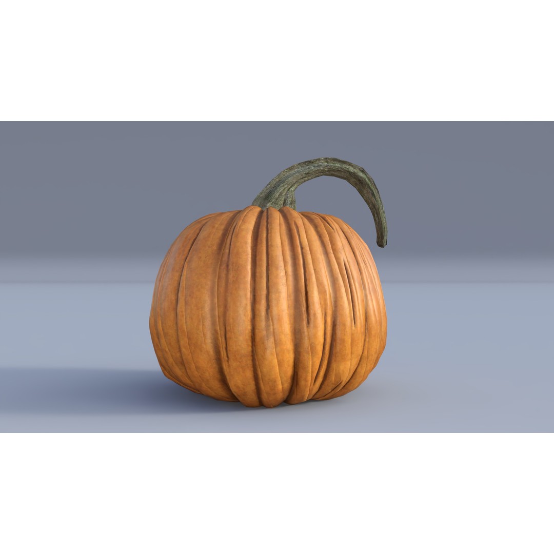 Halloween Pumpkin 3D Model – Realistic Low-Poly Game Asset, FBX - View 3