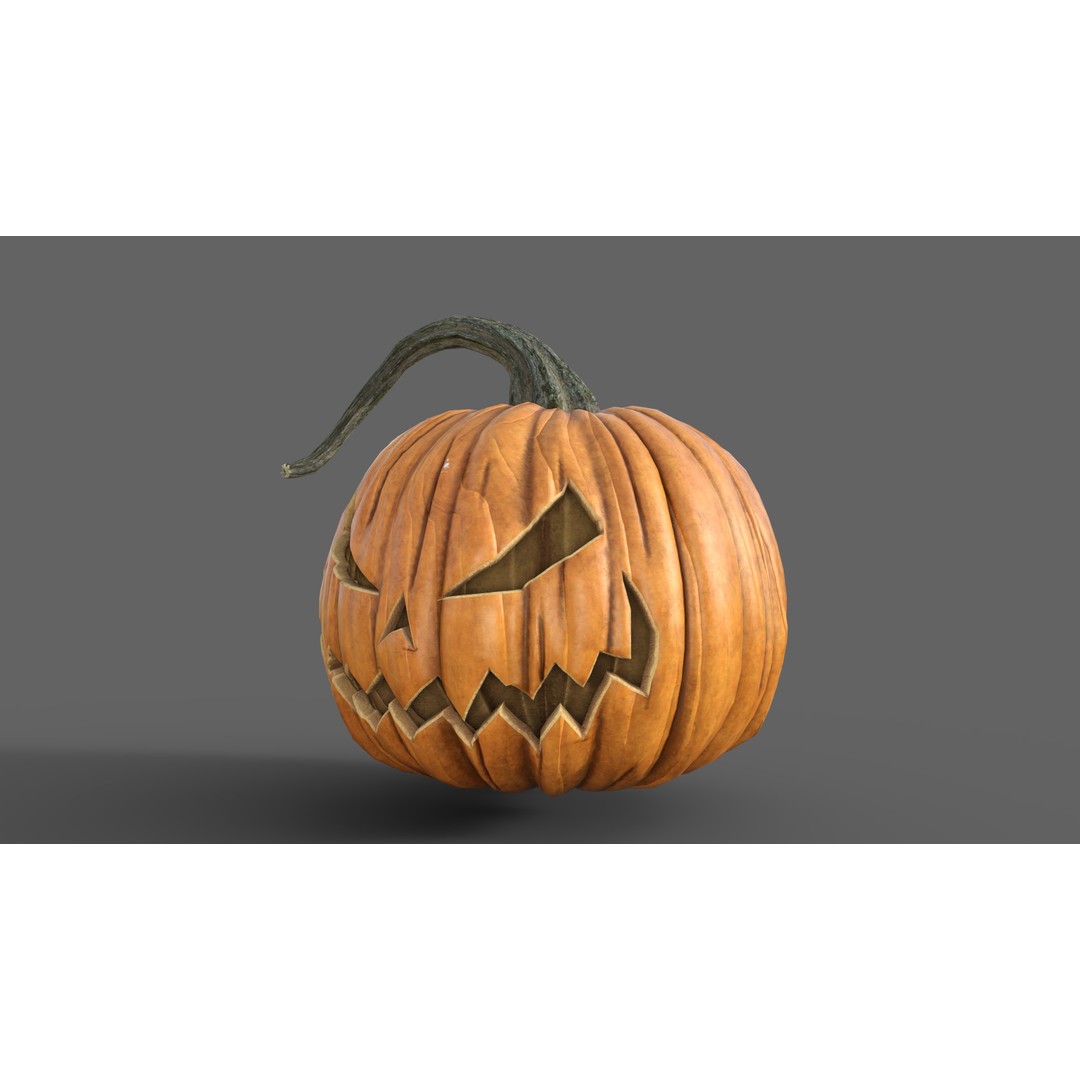 Halloween Pumpkin 3D Model – Realistic Low-Poly Game Asset, FBX - View 4